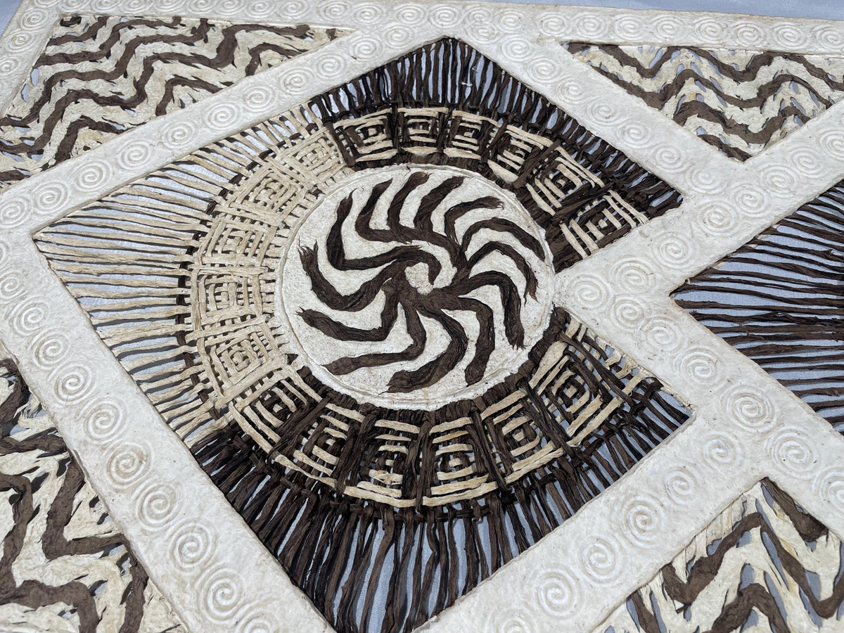Arte Mural Mexicano en Papel Amate Hecho a Mano – Arte Mexicano Moderno de 47,2 x 15,7-3 Rombos (SIN MARCO)