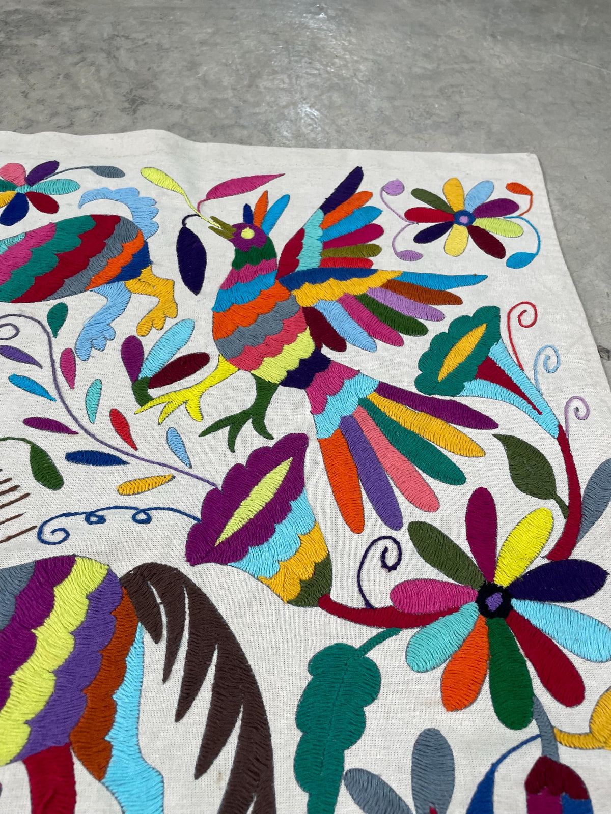 Gran Bordado Tenango Hecho a Mano-Bordado Otomí XL 91 cm x 71 cm-Arte Mexicano (SIN MARCO)