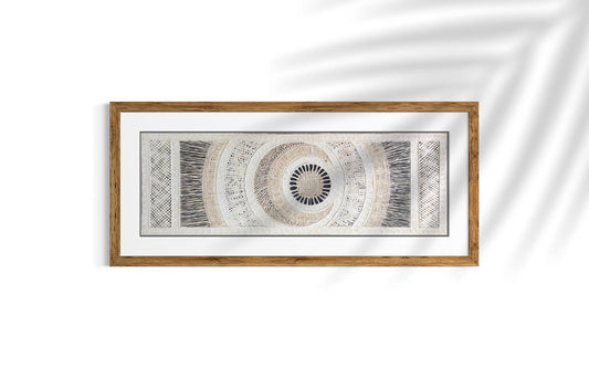 Handmade Bark Paper Wall Art – Otomí Medallion Panel – Mexican Folk Art 47.2 x15.7 in " – Boho Wall Decor (Unframed)