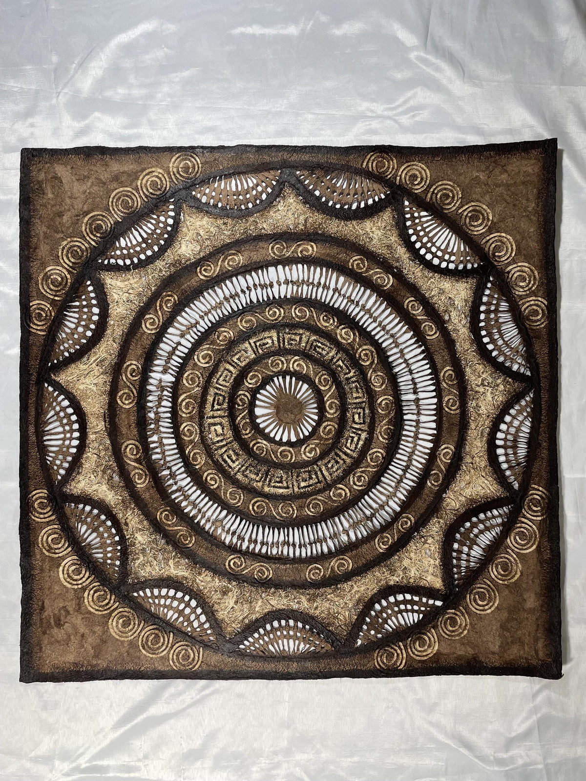 Arte Mural Mexicano en Papel Amate Hecho a Mano- Arte Otomí Moderno -31 x 31 (SIN MARCO)