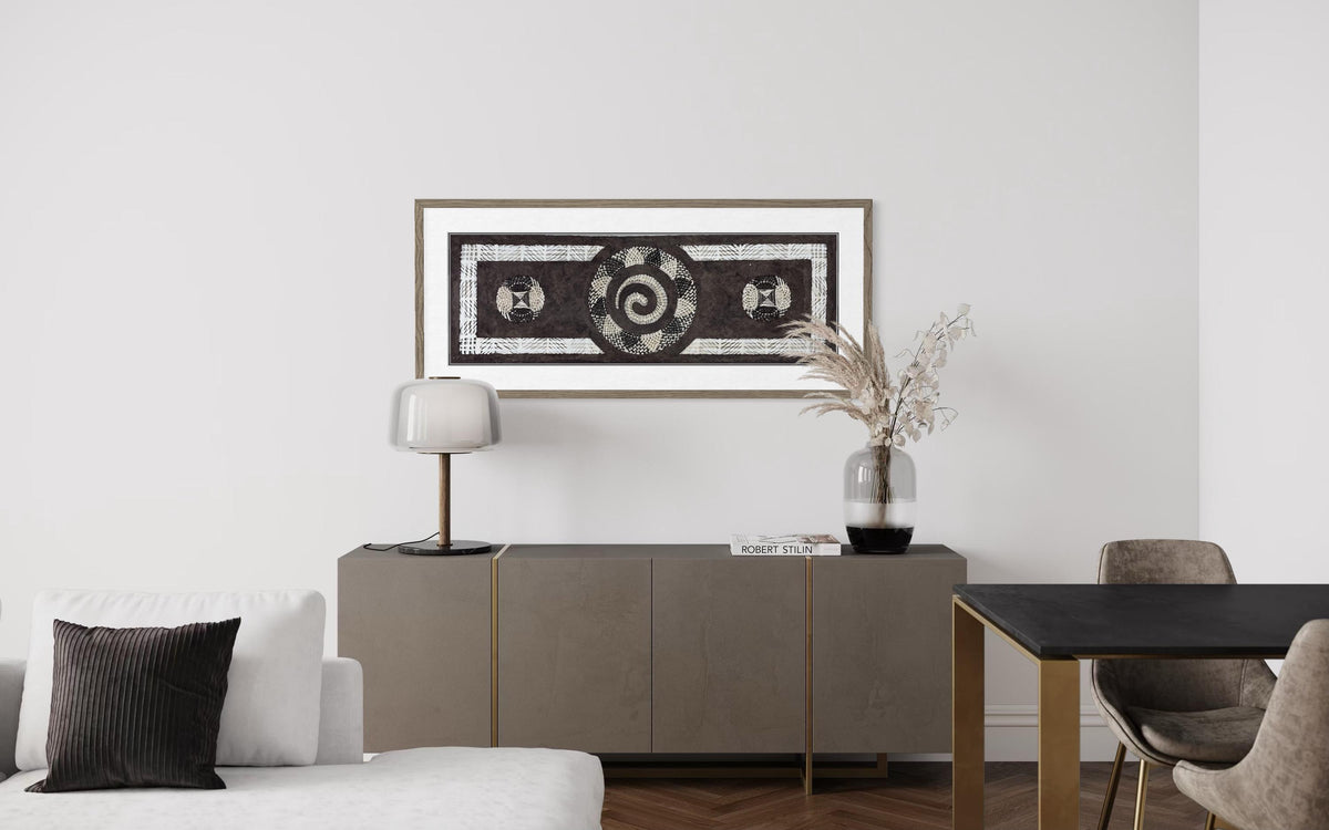 Arte Mural Mexicano en Papel Amate Hecho a Mano – Arte Mexicano Moderno de 120 cm x 40 cm-(SIN MARCO)