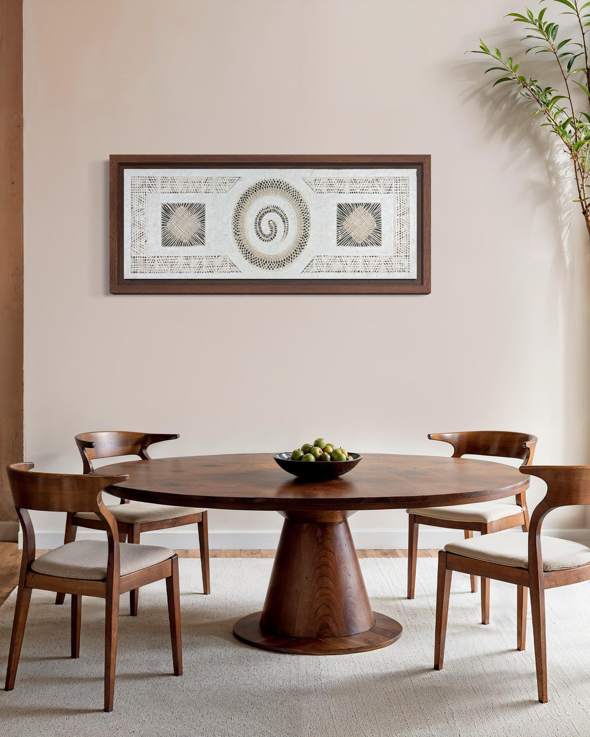 Arte Mural Mexicano en Papel Amate Hecho a Mano,Obra Contemporánea en Fibras Naturales,Diseño Orgánico Exclusivo 120 x 40 cm (SIN MARCO)