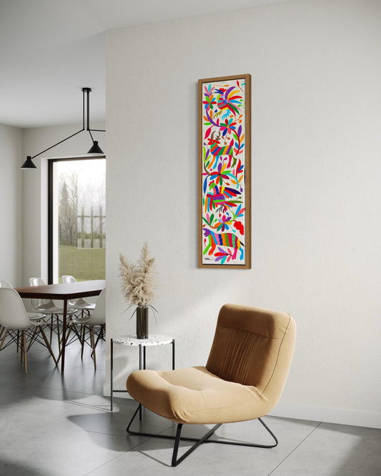 Bordado Tenango Hecho a Mano-Bordado Otomi XL 94 cm x 19 cm-Arte Mexicano en Multicolor (SIN MARCO)