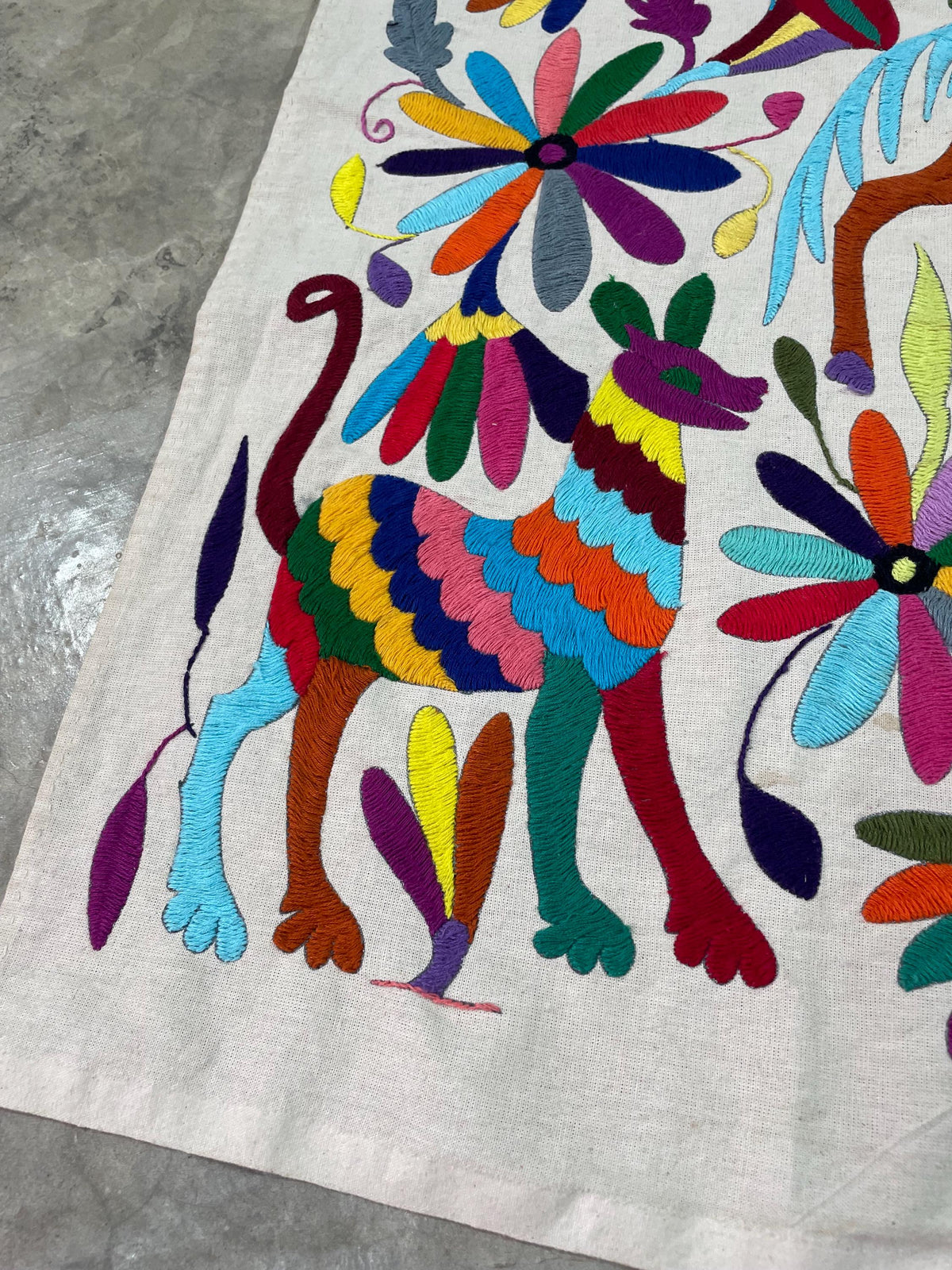 Gran Bordado Tenango Hecho a Mano-Bordado Otomí XL 91 cm x 71 cm-Arte Mexicano (SIN MARCO)