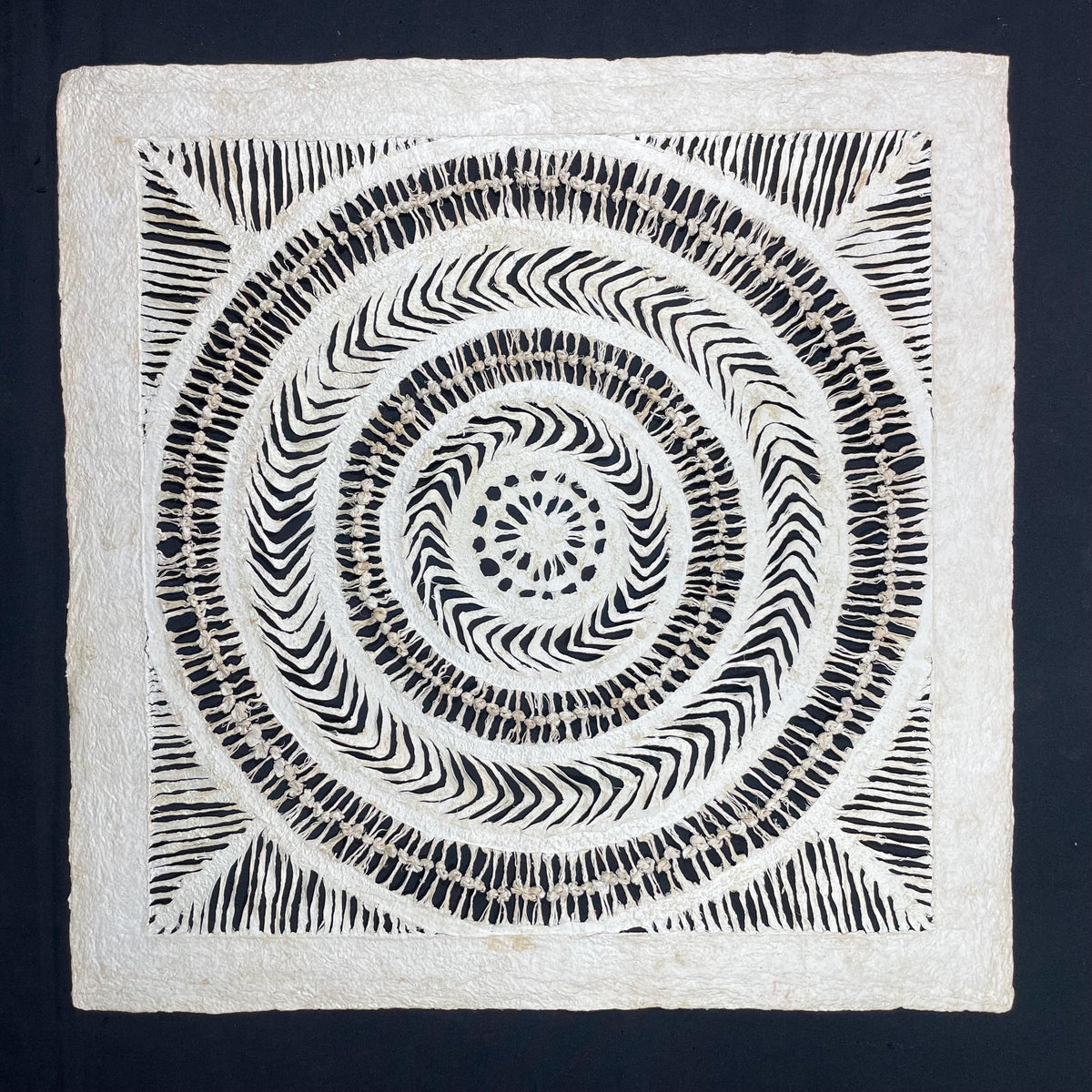 Arte Mural Mexicano en Papel Amate Hecho a Mano - Arte Otomí Moderno de 23 x 23 -(SIN MARCO)