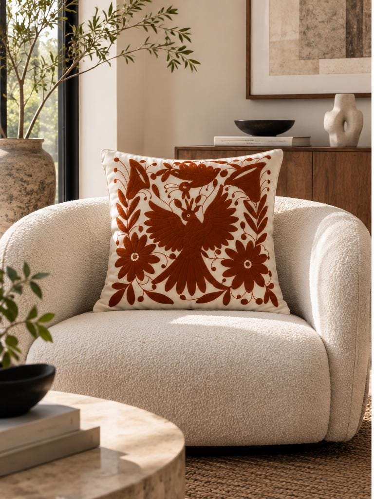 3 Fundas de Cojín Otomi, Cojín Tenango Bordado a Mano, Textil Mexicano Artesanal, Decoración Mexicana, Hecho a Mano