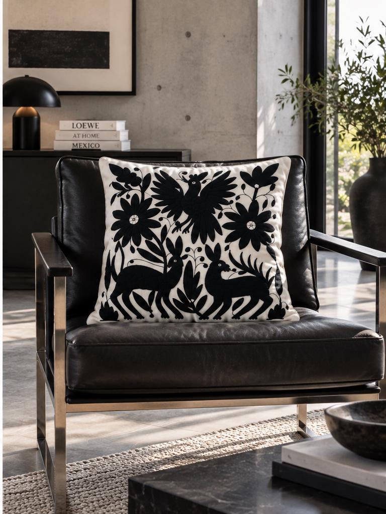 3 Fundas de Cojín Otomi, Cojín Tenango Bordado a Mano, Textil Mexicano Artesanal, Decoración Mexicana, Hecho a Mano