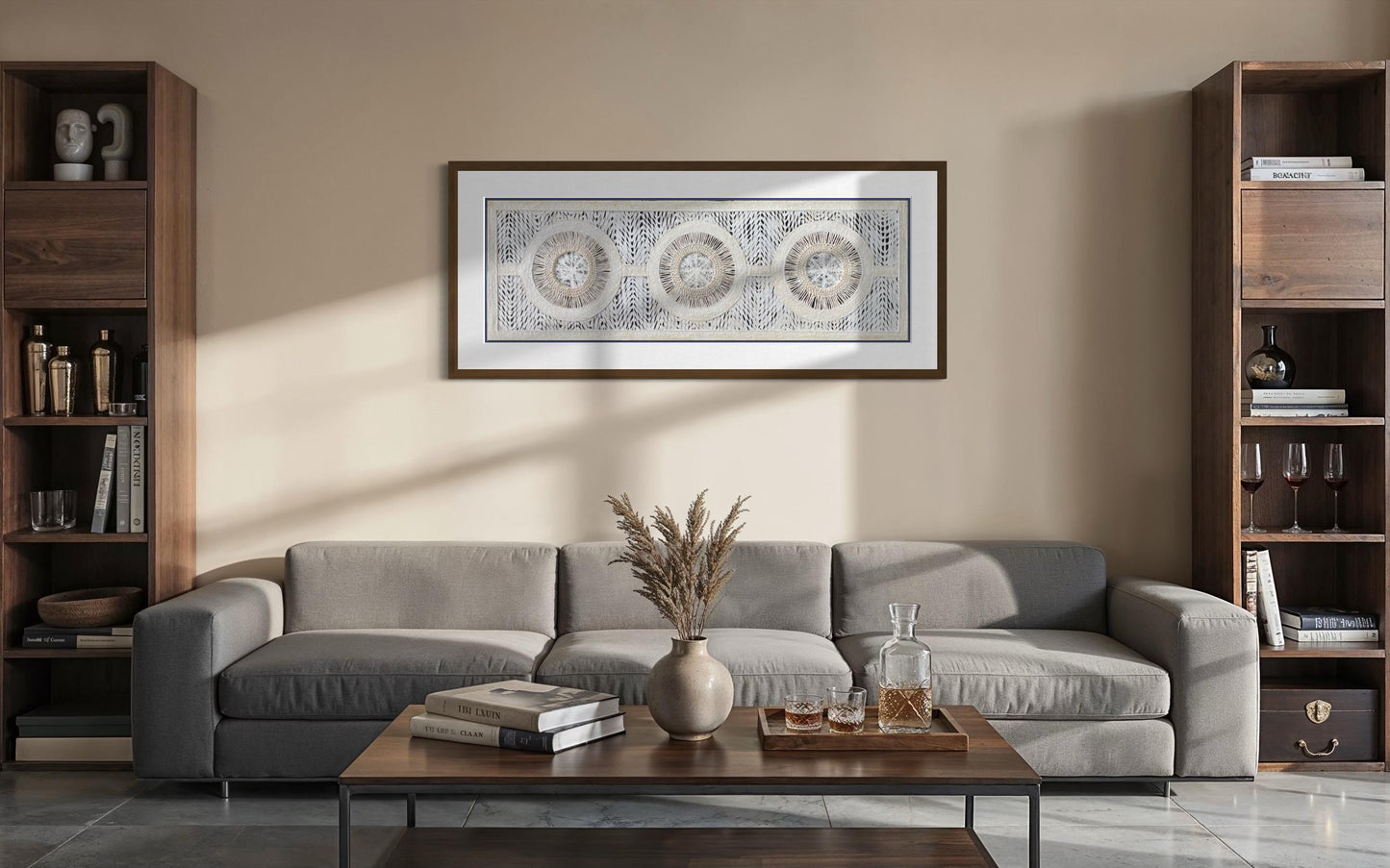 Arte Mural Mexicano en Papel Amate Hecho a Mano, Arte Moderno Otomi,  47.2 x 15.7 in (SIN MARCO) Tejido Circular