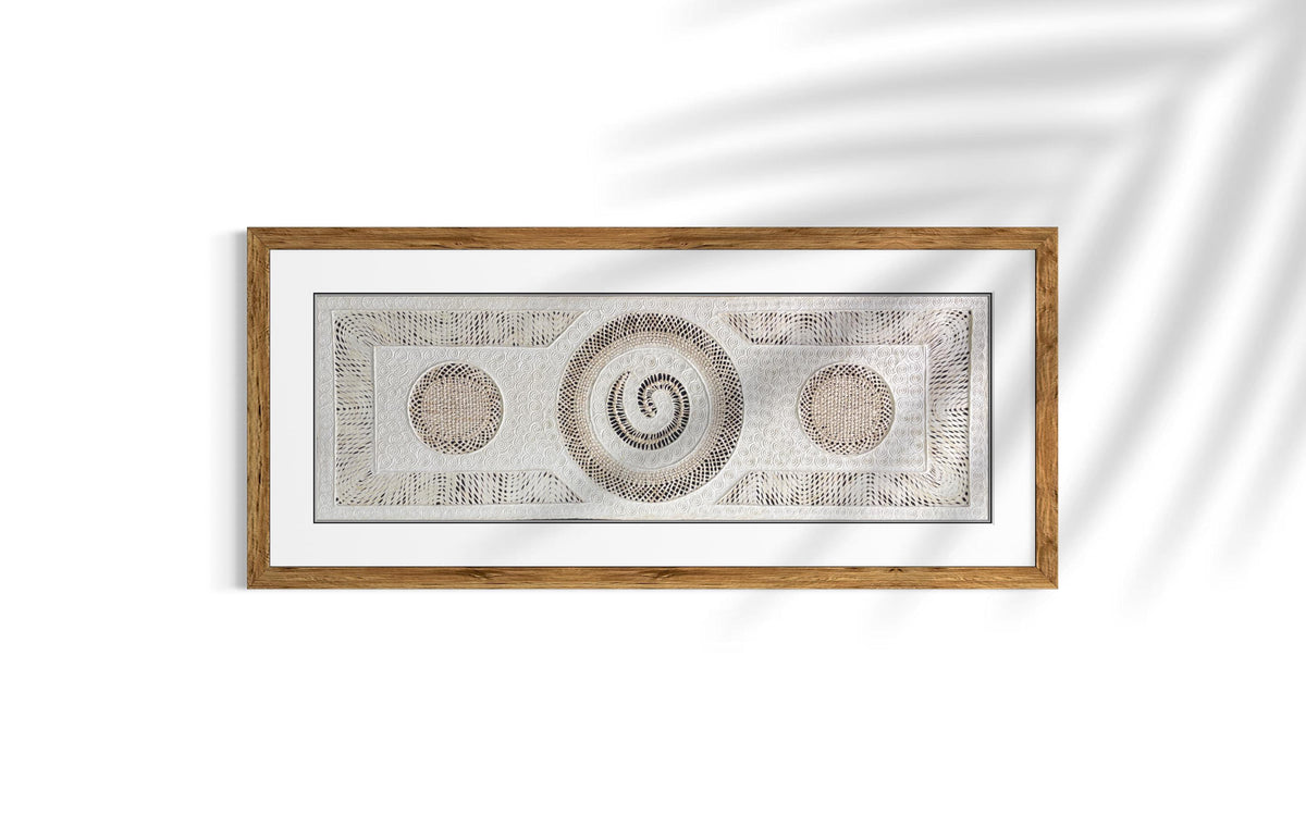 Arte Mural Mexicano en Papel Amate Hecho a Mano,Obra Contemporánea en Fibras Naturales,Diseño Orgánico Exclusivo 47.2 x 15.7 in (SIN MARCO)