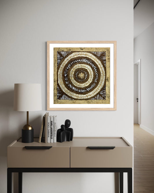 Arte Mural Mexicano Moderno en Papel Amate Hecho a Mano - Arte Otomí de 15,7 x 15,7 (SIN MARCO)