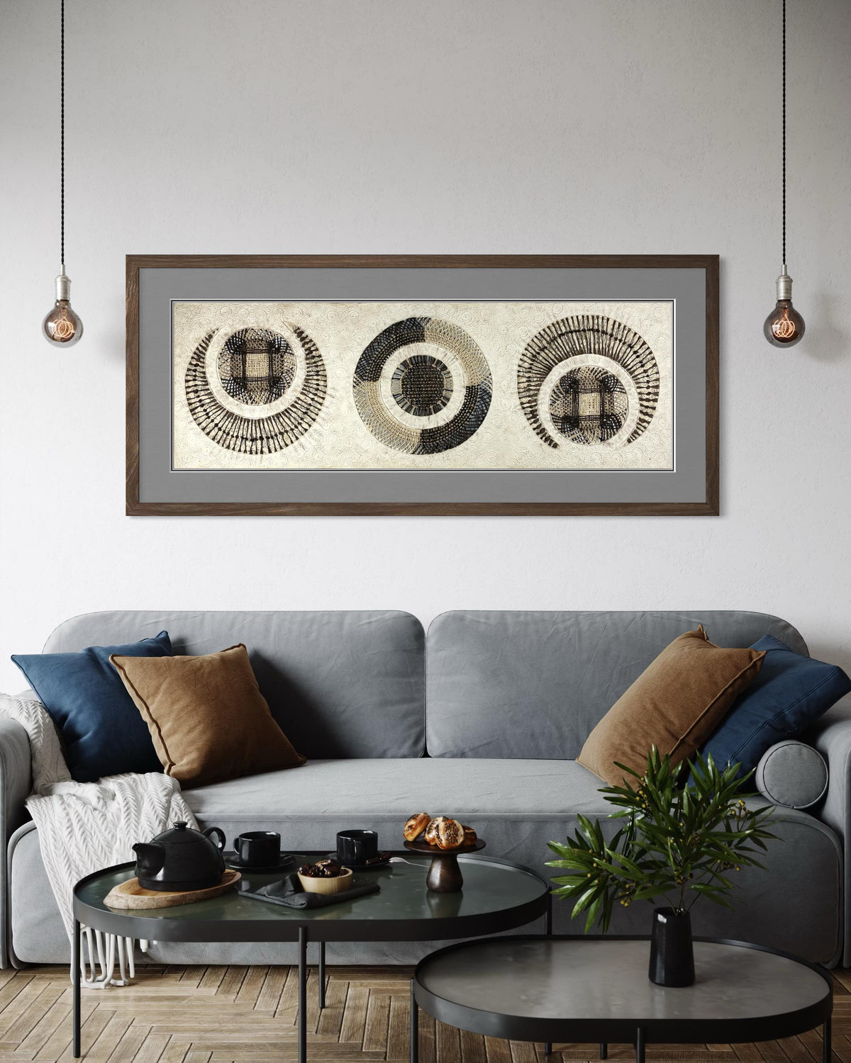 Arte Mural Mexicano en Papel Amate Hecho a Mano - Arte Mexicano Moderno XL 47,2 x 15,7 (SIN MARCO)