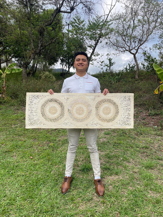Arte Mural Mexicano en Papel Amate Hecho a Mano–Arte Otomí Moderno de 47,2 x 15,7 (SIN MARCO)