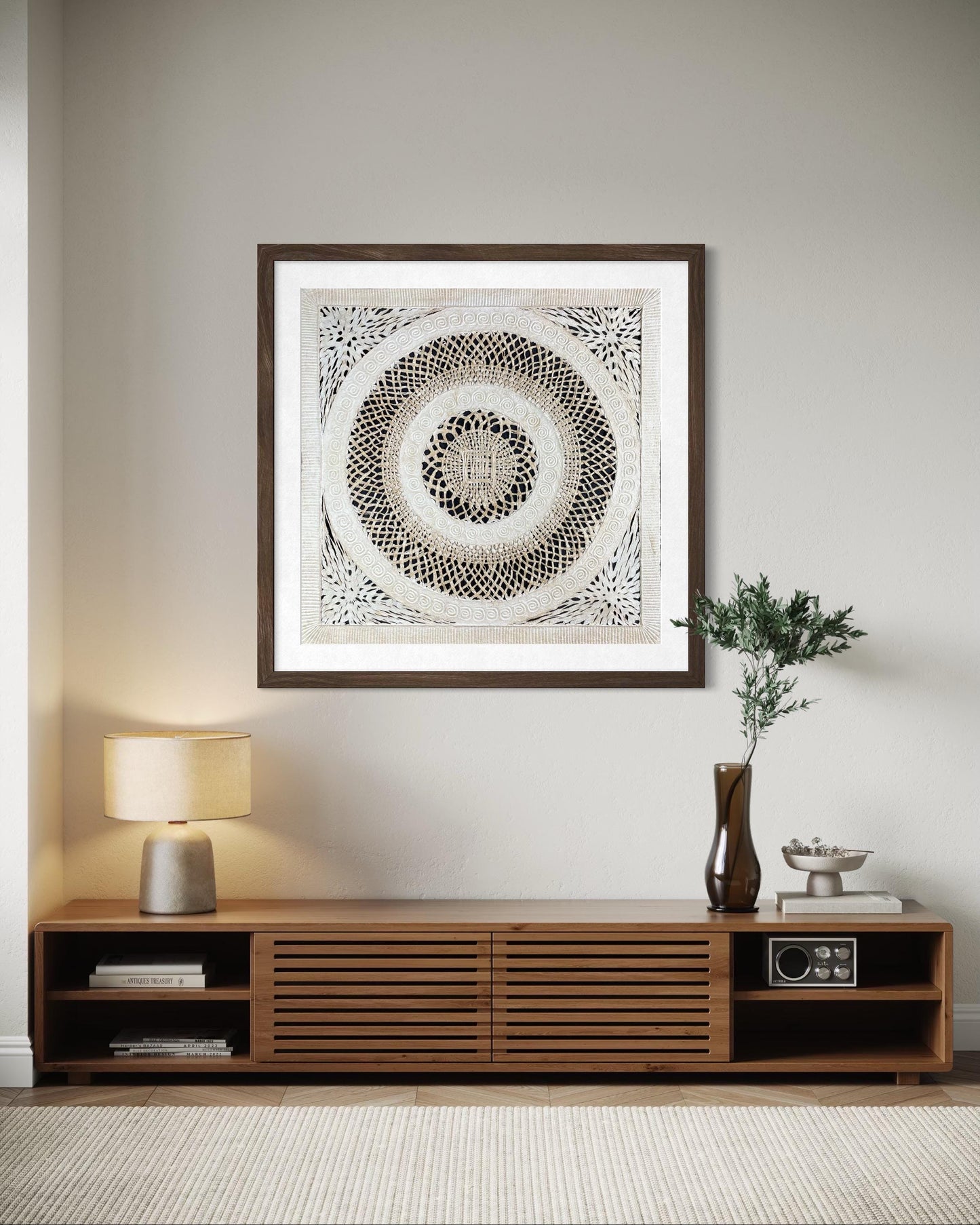 Arte Mural Mexicano en Papel Amate Hecho a Mano– Arte Mexicano Moderno Grande 23.6 x 23.6 (SIN MARCO)