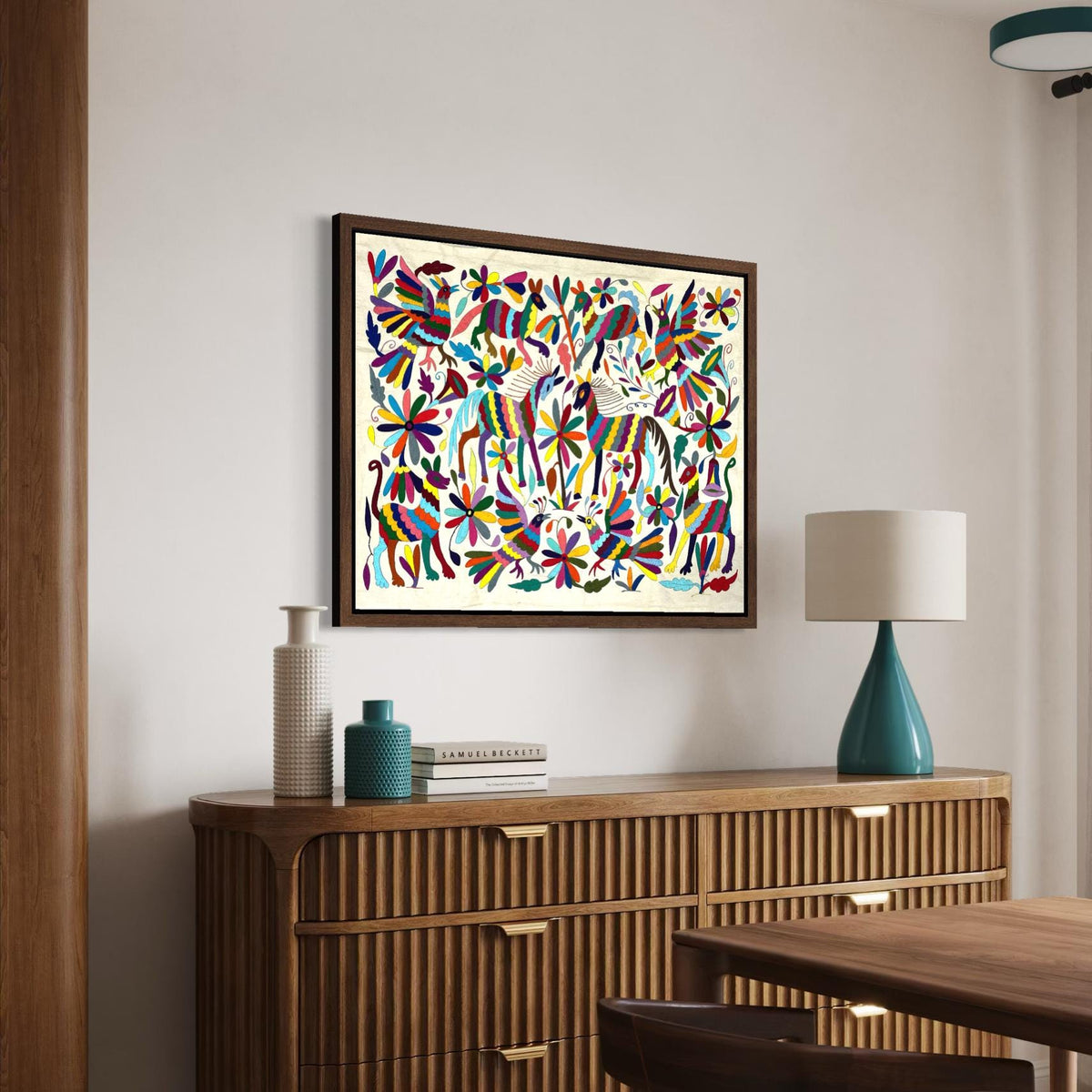 Gran Bordado Tenango Hecho a Mano-Bordado Otomí XL 91 cm x 71 cm-Arte Mexicano (SIN MARCO)