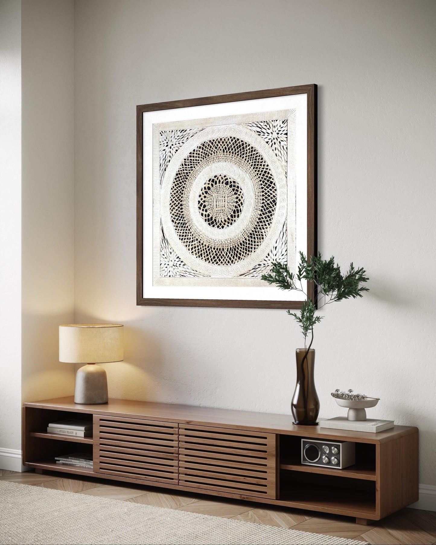 Arte Mural Mexicano en Papel Amate Hecho a Mano– Arte Mexicano Moderno Grande 23.6 x 23.6 (SIN MARCO)