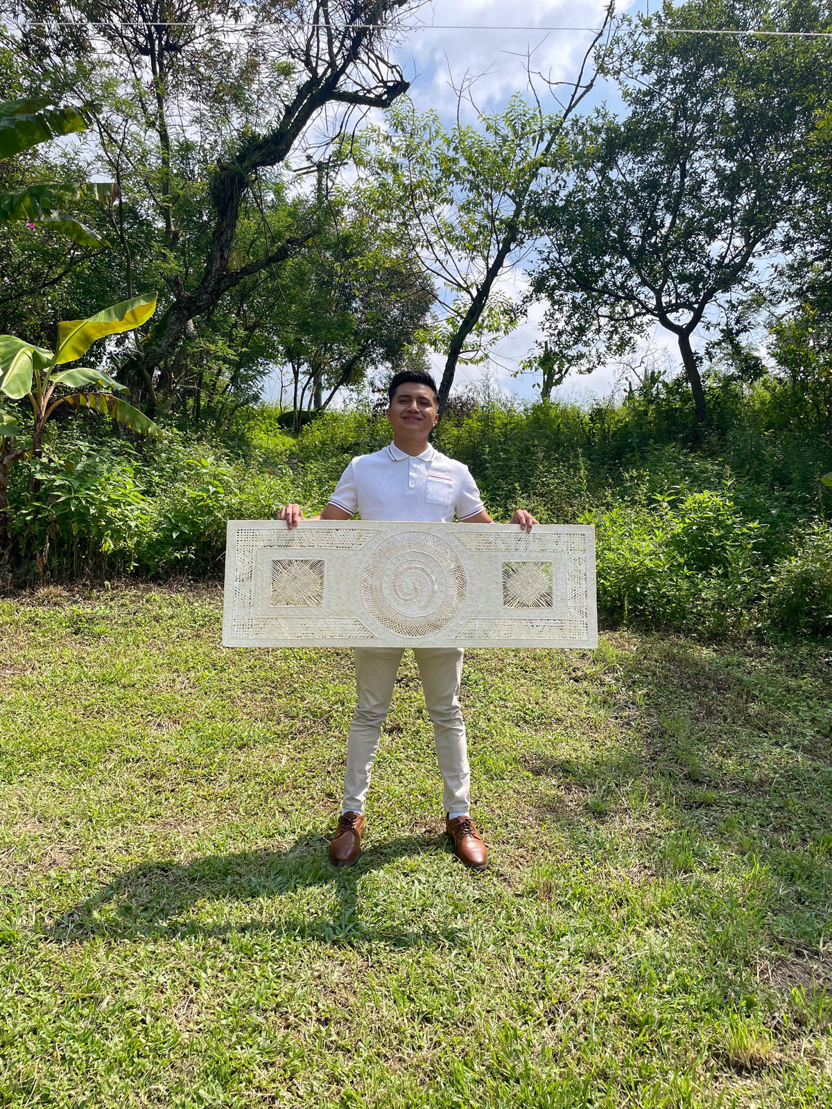 Arte Mural Mexicano en Papel Amate Hecho a Mano,Obra Contemporánea en Fibras Naturales,Diseño Orgánico Exclusivo 120 x 40 cm (SIN MARCO)