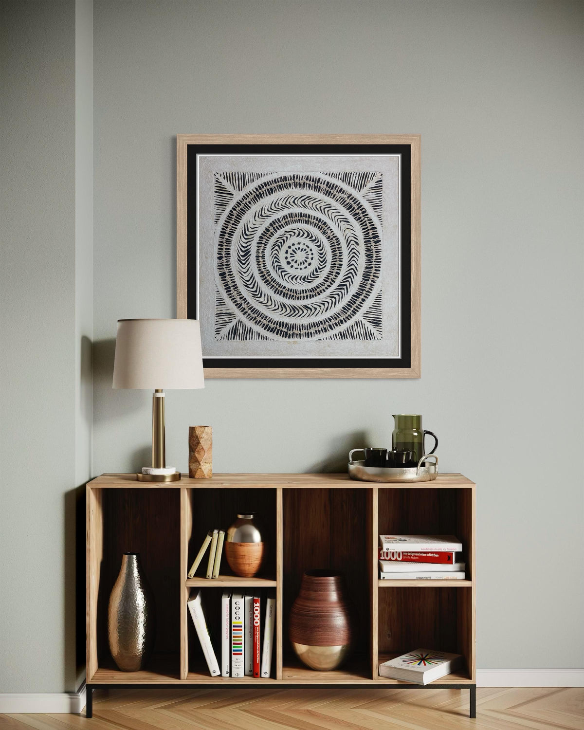 Arte Mural Mexicano en Papel Amate Hecho a Mano - Arte Otomí Moderno de 23 x 23 -(SIN MARCO)