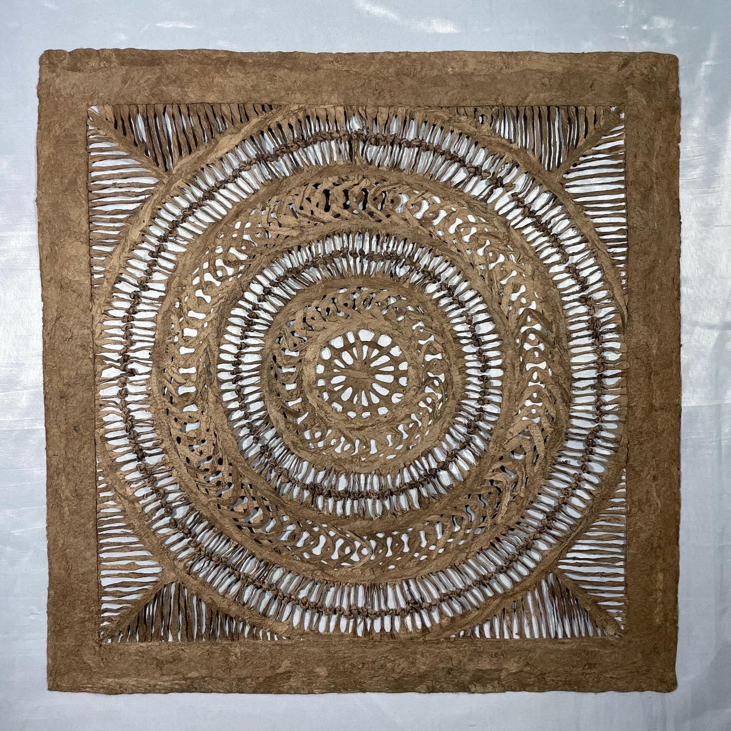 Arte Mural Mexicano en Papel Amate Hecho a Mano-Arte Otomi Moderno-23,6 x 23,6 (Con Opción de Marco)