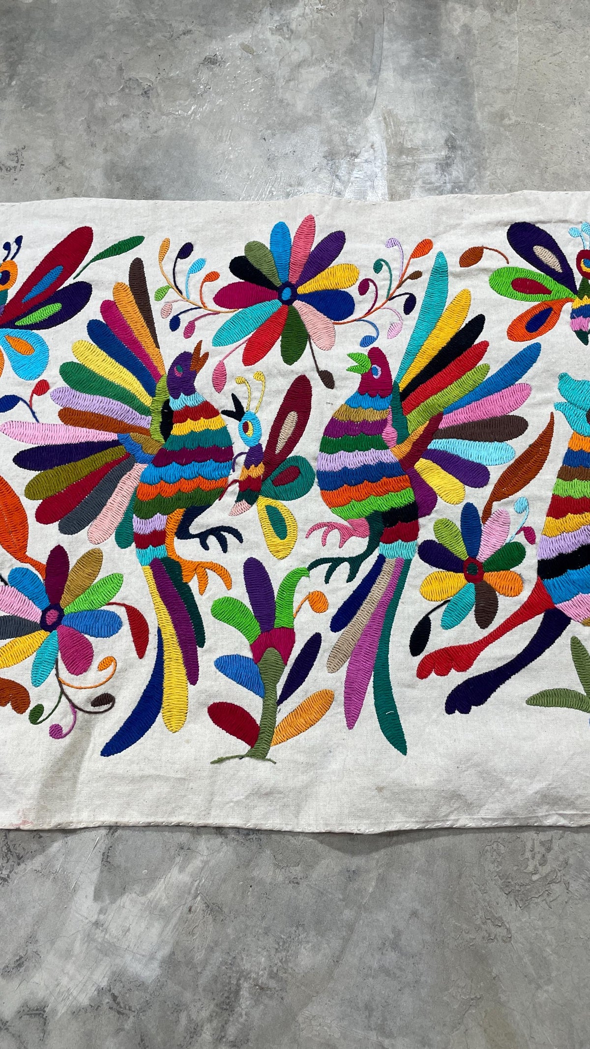 Textil Mexicano Tenango Bordado y Hecho a Mano, Tapizado Otomi Moderno en Multicolor,XL 93 cm x 44 cm (Sin Marco) Formato Horizontal