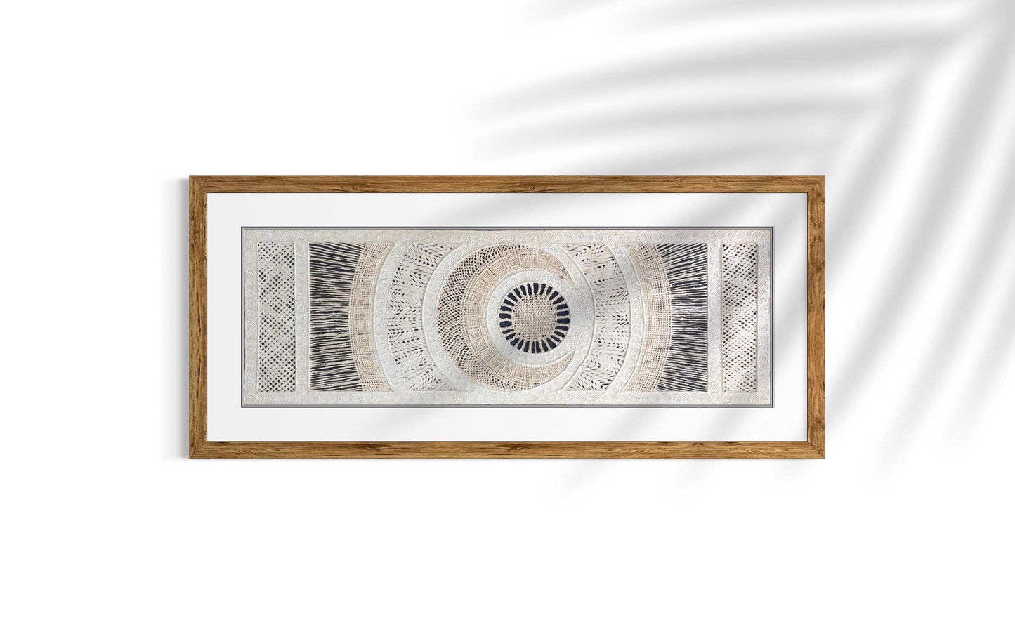 Handmade Bark Paper Wall Art – Otomí Medallion Panel – Mexican Folk Art 47.2 x15.7 in " – Boho Wall Decor (Unframed)