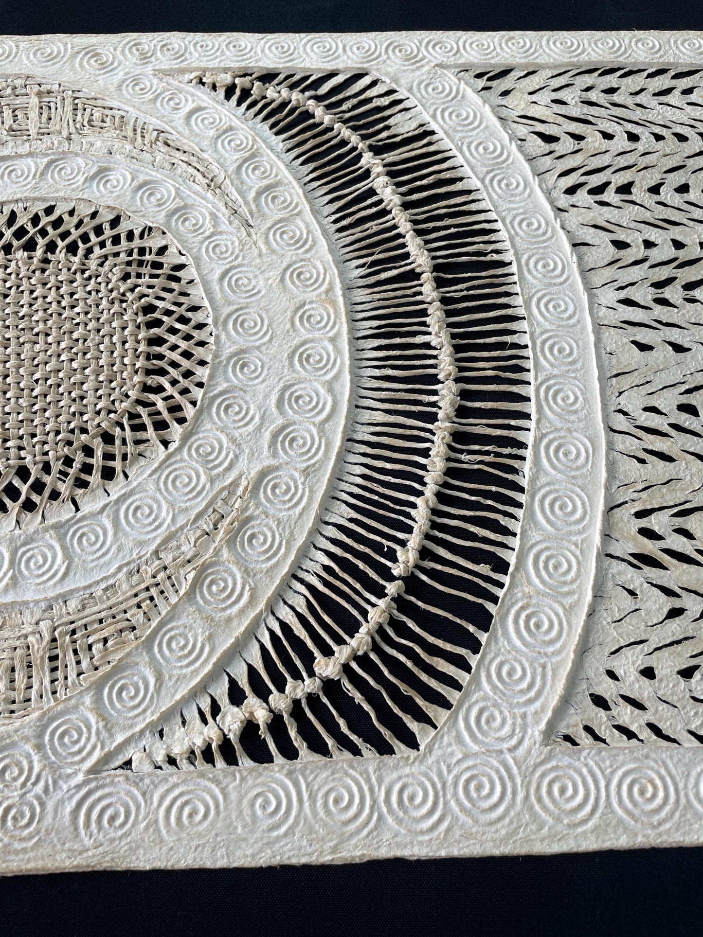 Handmade Bark Paper Wall Art – Otomí Medallion Panel – Mexican Folk Art 47.2 x15.7 in " – Boho Wall Decor (Unframed)
