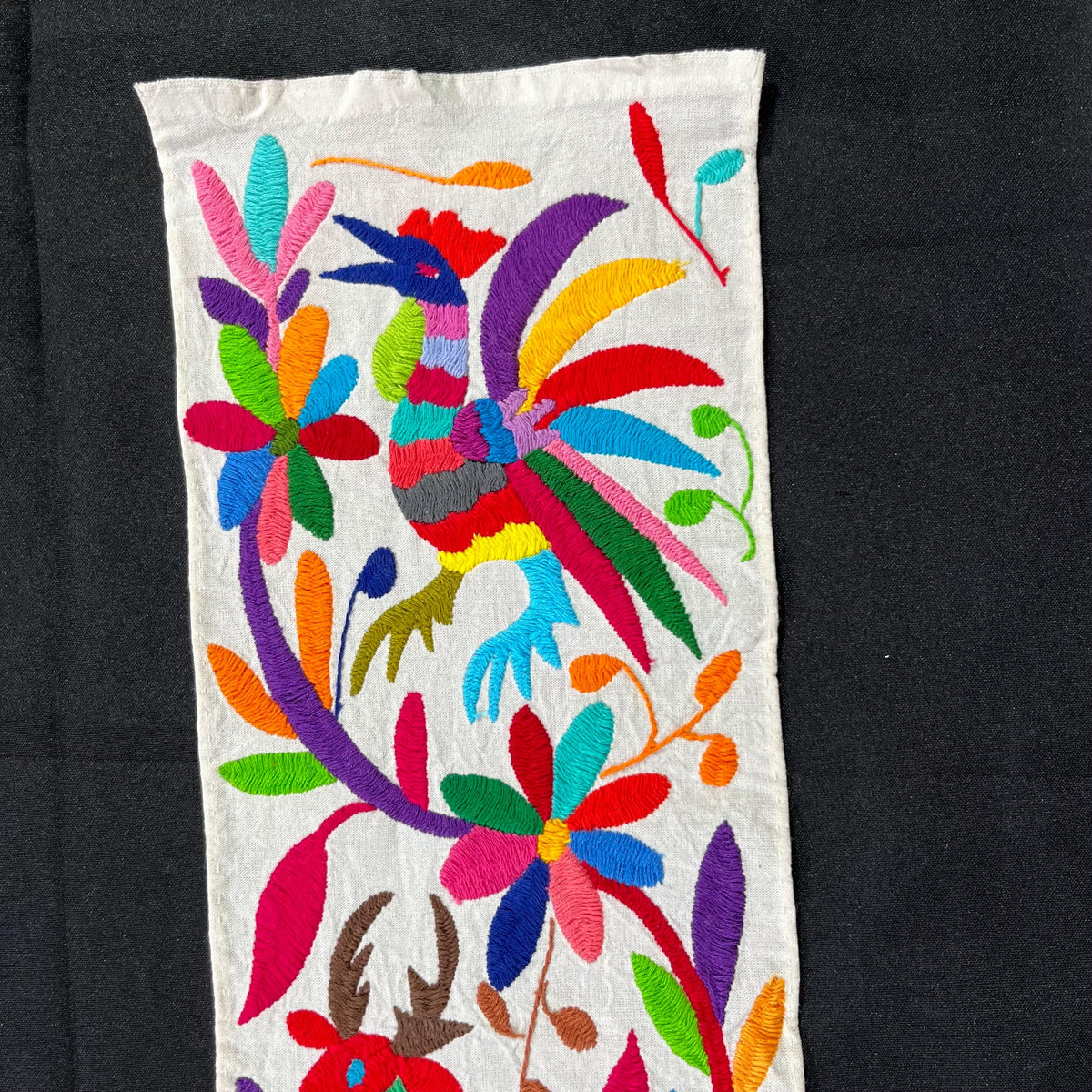 Bordado Tenango Hecho a Mano-Bordado Otomi XL 94 cm x 19 cm-Arte Mexicano en Multicolor (SIN MARCO)