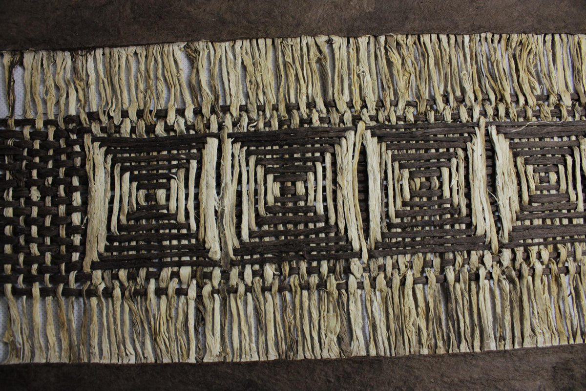 Arte Mural Mexicano en Papel Amate Hecho a Mano XL de 47,2 x 15,7 - Arte Otomí Moderno (SIN MARCO) "Tejidos Rombos"