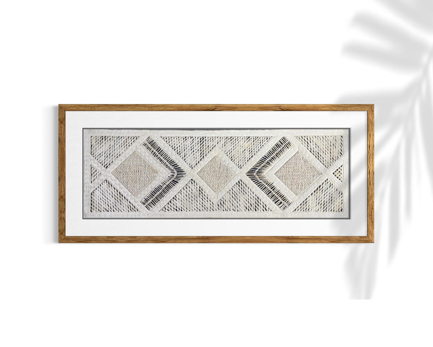 Arte Mural Mexicano en Papel Amate Hecho a Mano, Arte Moderno Otomi,  47.2 x 15.7 in (SIN MARCO) Tejido Diamantes y Nudos