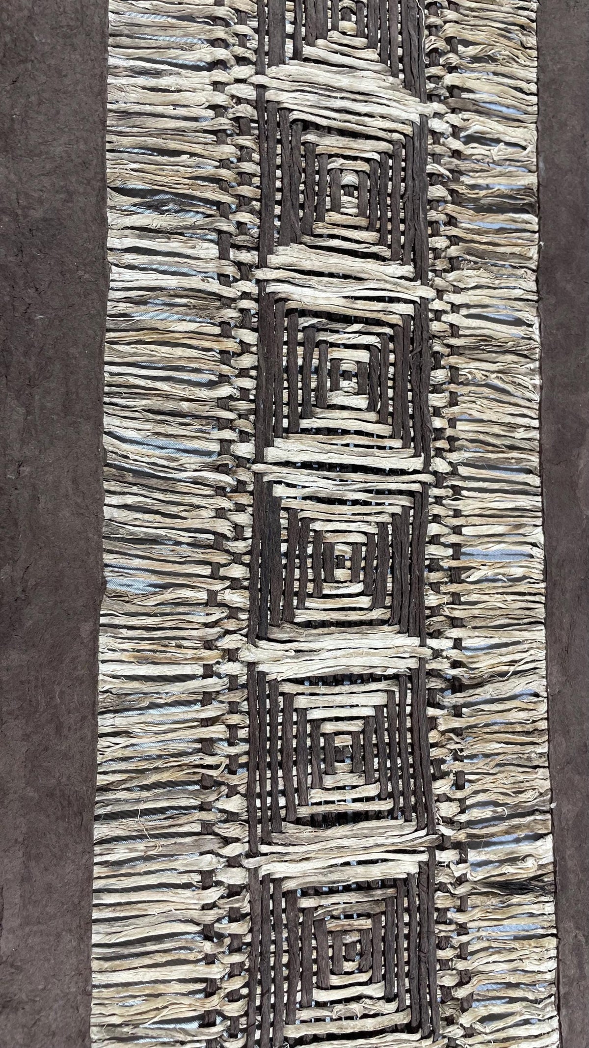 Arte Mural Mexicano en Papel Amate Hecho a Mano XL de 47,2 x 15,7 - Arte Otomí Moderno (SIN MARCO) "Tejidos Rombos"