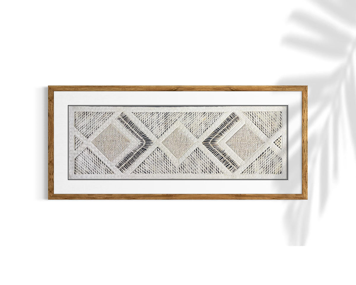 Arte Mural Mexicano en Papel Amate Hecho a Mano, Arte Moderno Otomi,  47.2 x 15.7 in (SIN MARCO) Tejido Diamantes y Nudos