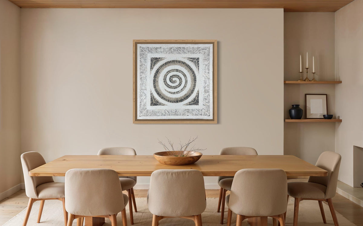 Elegante Arte Mural  Mexicano en Papel Amate Hecho a Mano, Arte Moderno Mexicano Tejidos y con Nudos  31,4 x 31,4 (SIN MARCO) ¡Nuevo Arte!