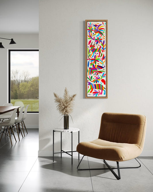 Bordado Tenango Hecho a Mano-Bordado Otomi XL 94 cm x 19 cm-Arte Mexicano en Multicolor (SIN MARCO)