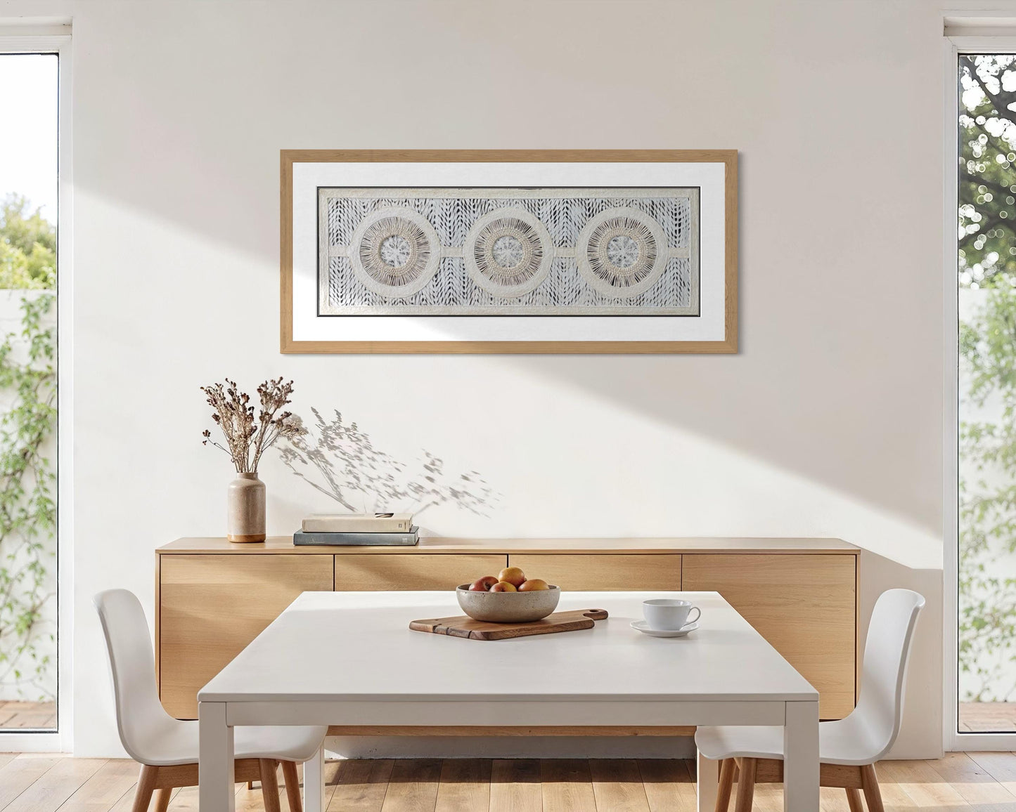 Arte Mural Mexicano en Papel Amate Hecho a Mano, Arte Moderno Otomi,  47.2 x 15.7 in (SIN MARCO) Tejido Circular