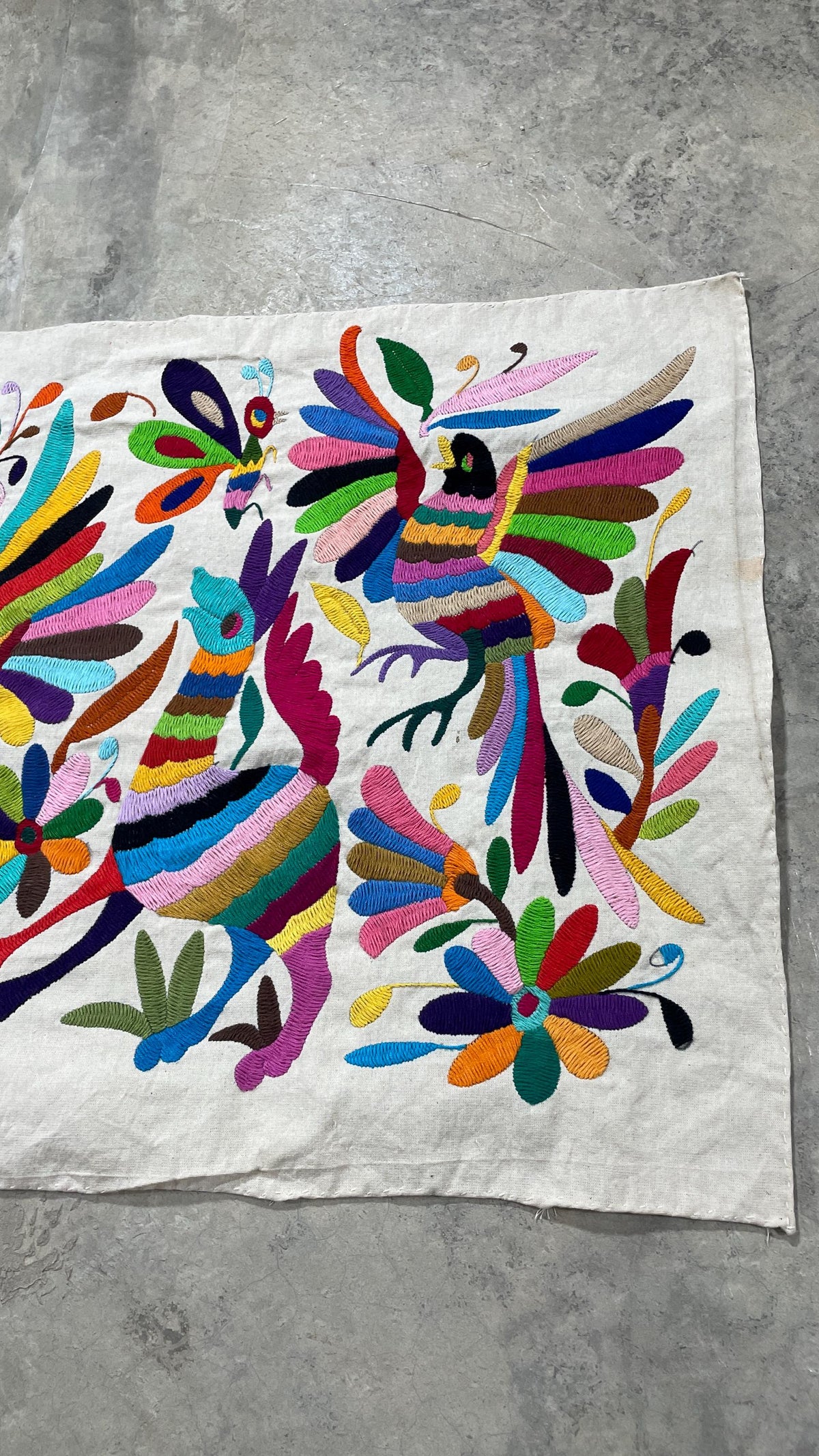 Textil Mexicano Tenango Bordado y Hecho a Mano, Tapizado Otomi Moderno en Multicolor,XL 93 cm x 44 cm (Sin Marco) Formato Horizontal