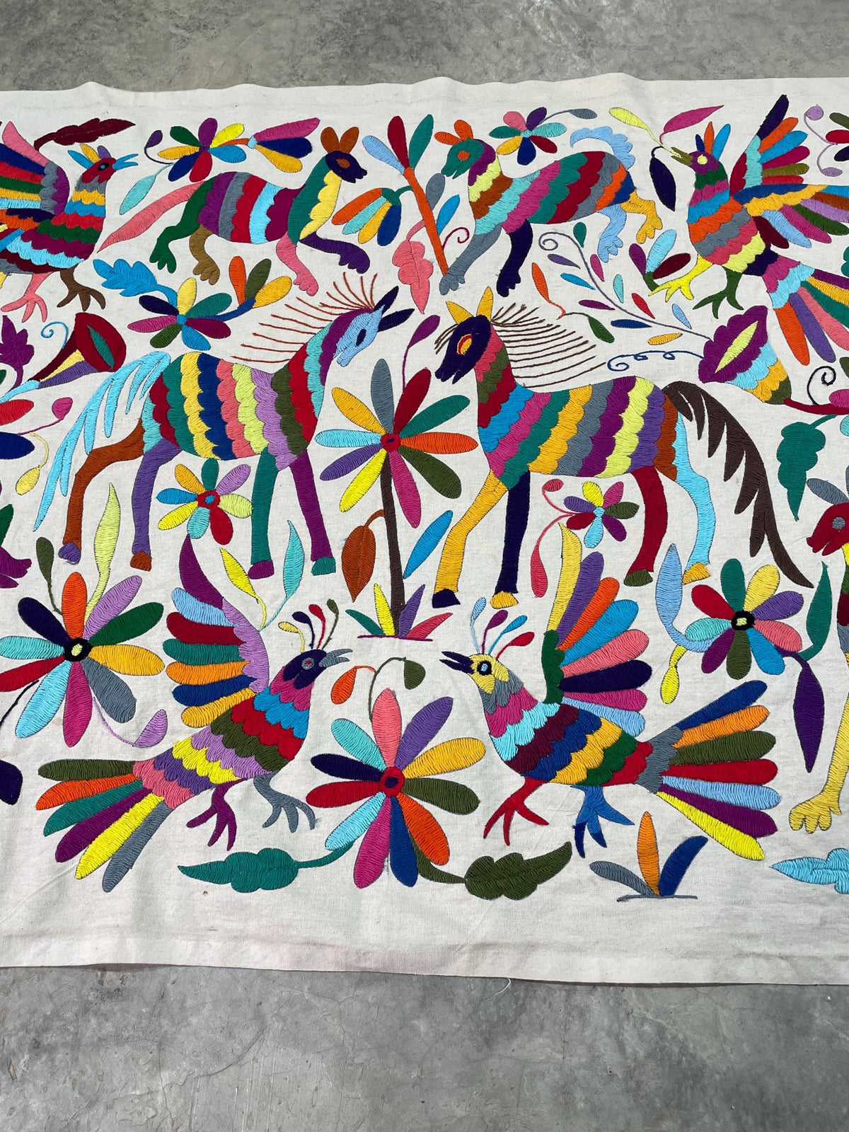 Gran Bordado Tenango Hecho a Mano-Bordado Otomí XL 91 cm x 71 cm-Arte Mexicano (SIN MARCO)