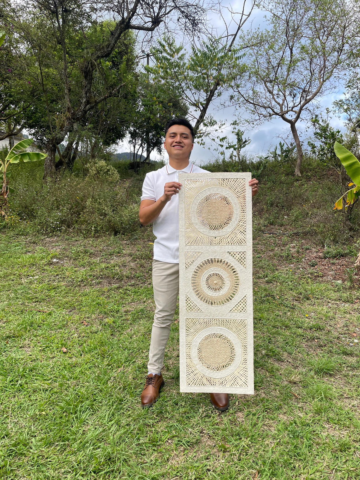 Arte Mural Mexicano en Papel Amate Hecho a Mano, Arte Otomi Moderno de 47,2 in x 15,7 in (SIN MARCO)
