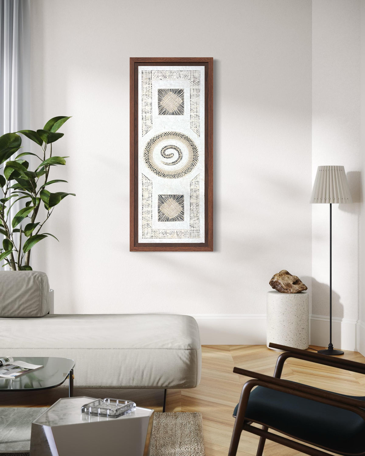Arte Mural Mexicano en Papel Amate Hecho a Mano,Obra Contemporánea en Fibras Naturales,Diseño Orgánico Exclusivo 120 x 40 cm (SIN MARCO)