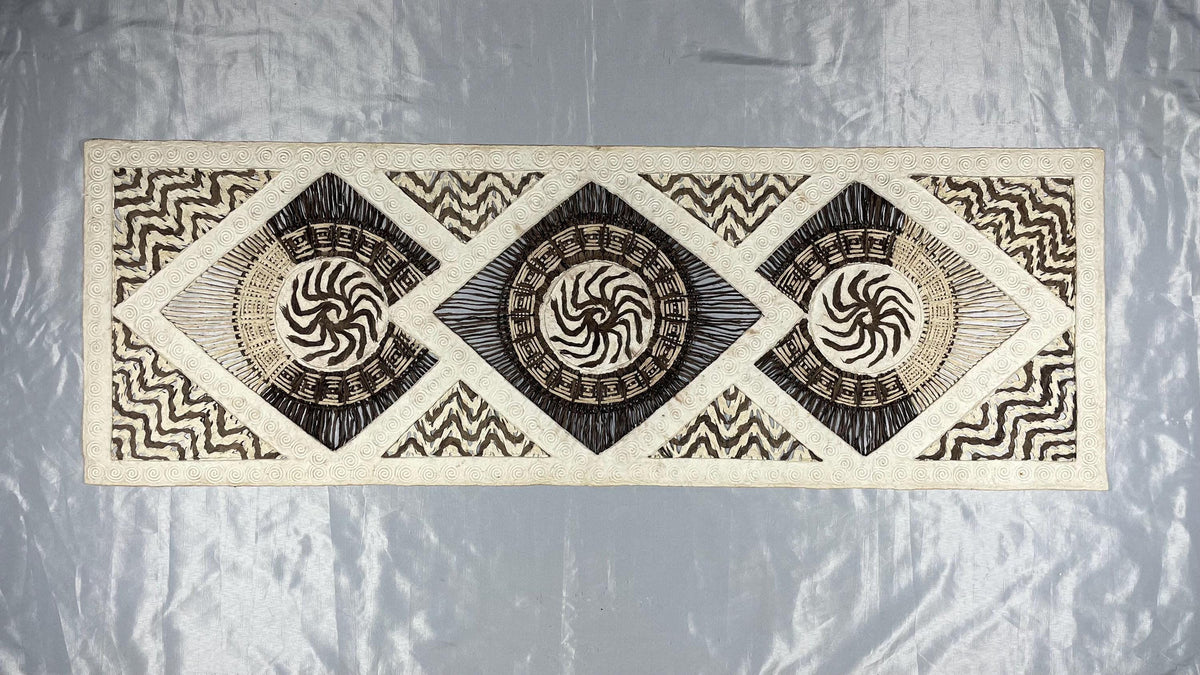 Arte Mural Mexicano en Papel Amate Hecho a Mano – Arte Mexicano Moderno de 47,2 x 15,7-3 Rombos (SIN MARCO)