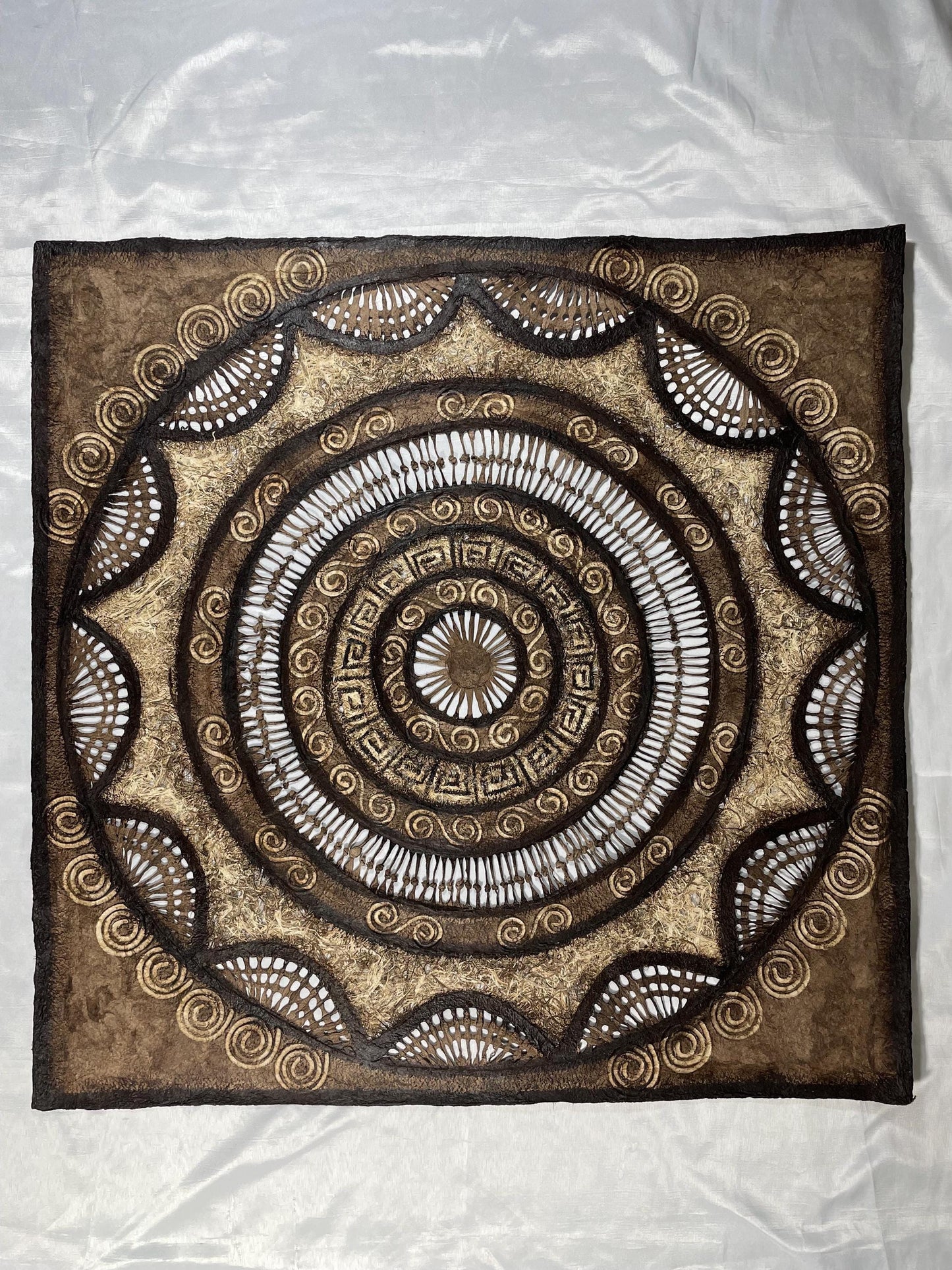 Arte Mural Mexicano en Papel Amate Hecho a Mano- Arte Otomí Moderno -31 x 31 (SIN MARCO)