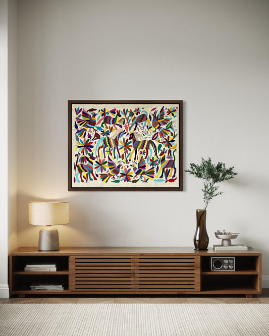 Gran Bordado Tenango Hecho a Mano-Bordado Otomí XL 91 cm x 71 cm-Arte Mexicano (SIN MARCO)