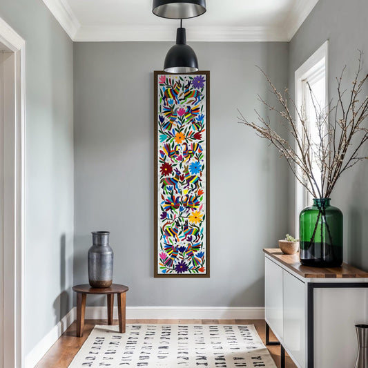 Bordado Otomi Hecho a Mano en Multicolor/Arte y Textil Decorativo Otomi XXL 191 cm x 44 cm/75.1 x 17.3 in (SIN MARCO)